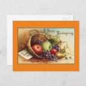 Vintages Erntedankfest Feiertagspostkarte (Vorne/Hinten)
