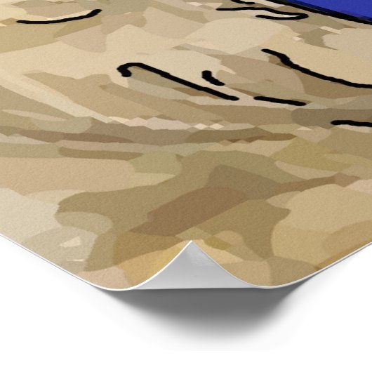 Vintages Erstes, Kaffee, blaue Hühner Poster (Ecke)