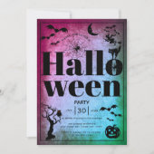 Vintages erwachsenes Halloween-Party lila aquamari Einladung (Vorderseite)