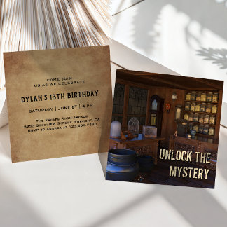 Vintages Escape Room Party Geburtstagseinladung Einladung