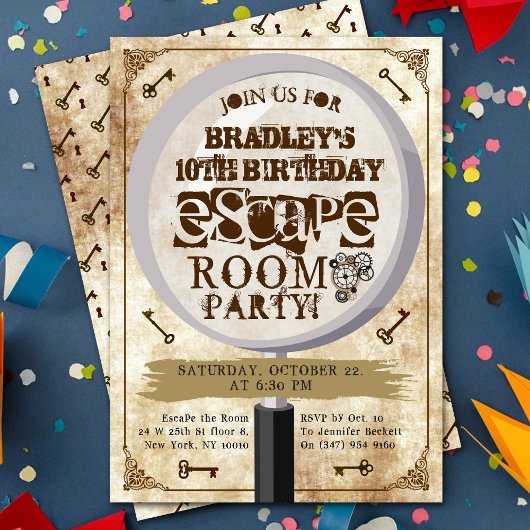 Vintages Escape Room Party jeden Geburtstag Einladung
