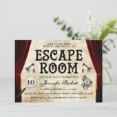 Vintages Escape Room Party jeden Geburtstag Einladung (Stehend Vorderseite)