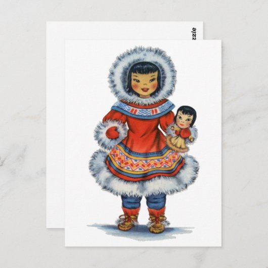 Vintages Eskimo Postkarte (Vorne/Hinten)