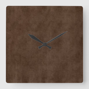 Vintages Espresso Dunkelbraunes Pergament Antike Quadratische Wanduhr