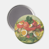 Vintages Essen, Bio, gemischtes, grünes Meshsalat Magnet (Vorderseite/Rückseite)