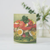 Vintages Essen, Bio, gemischtes, grünes Meshsalat Postkarte (Stehend Vorderseite)