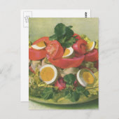 Vintages Essen, Bio, gemischtes, grünes Meshsalat Postkarte (Vorne/Hinten)