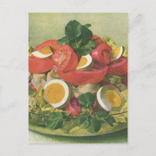 Vintages Essen, Bio, gemischtes, grünes Meshsalat Postkarte
