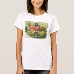 Vintages Essen, Bio, gemischtes, grünes Meshsalat T-Shirt