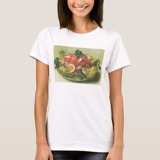 Vintages Essen, Bio, gemischtes, grünes Meshsalat T-Shirt (Vorderseite)