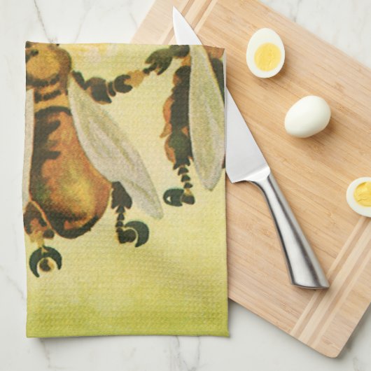 Vintages Essen, Bio Honigbienen, Tanzjar Geschirrtuch (Viertel Falte)