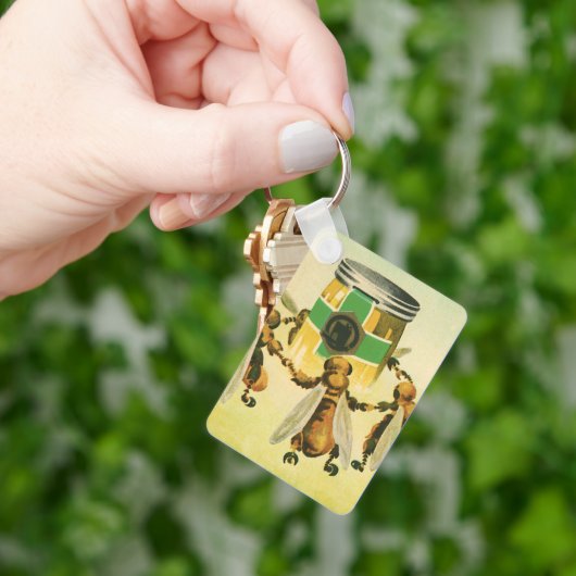 Vintages Essen, Bio Honigbienen, Tanzjar Schlüsselanhänger (Hand)