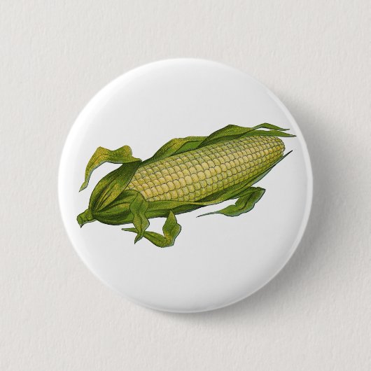 Vintages Essen, gesunde Gemüse, Mais auf dem Cob Button (Vorderseite)