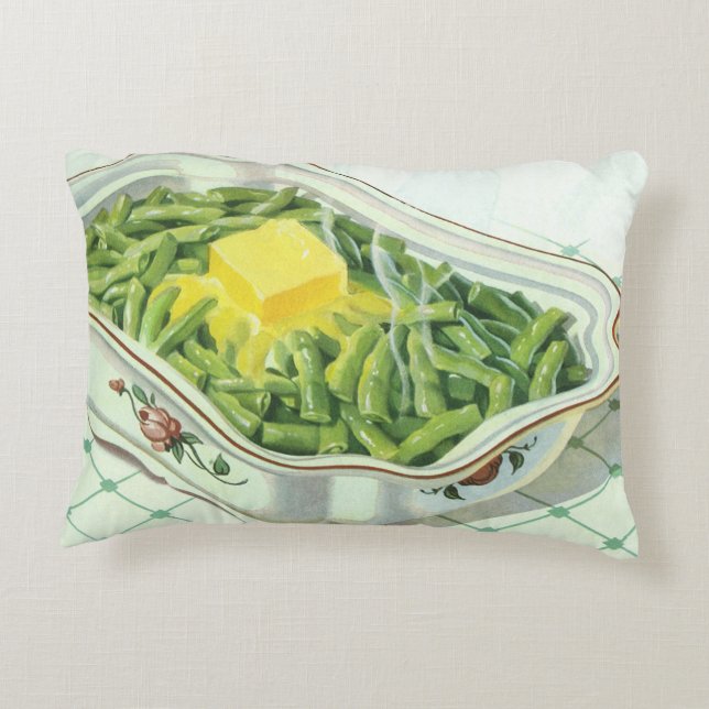 Vintages Essen, grüne Bean Casserole mit Butter Dekokissen (Rückseite)