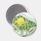 Vintages Essen, grüne Bean Casserole mit Butter Magnet (Vorderseite/Rückseite)