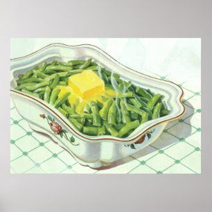 Vintages Essen, grüne Bean Casserole mit Butter Poster