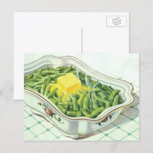 Vintages Essen, grüne Bean Casserole mit Butter Postkarte