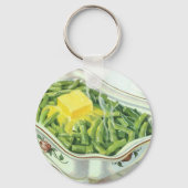 Vintages Essen, grüne Bean Casserole mit Butter Schlüsselanhänger (Rückseite)