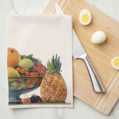 Vintages Essen, Obst in einer Schüssel Geschirrtuch (Viertel Falte)