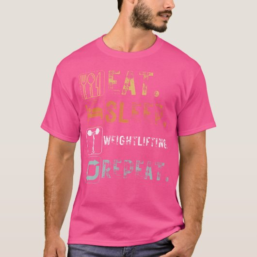 Vintages Essen Schlafen Gewicht Wiederholung Funny T-Shirt (Vorderseite)