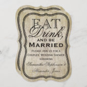 Vintages Essen, Trinken und Verheiratete Paare Dus Einladung (Vorne/Hinten)