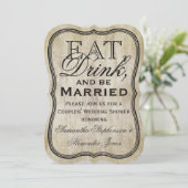 Vintages Essen, Trinken und Verheiratete Paare Dus Einladung (Stehend Vorderseite)
