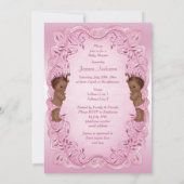 Vintages ethnisches Baby-Duschen-Rosa Einladung (Rückseite)