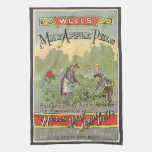Vintages Etikett Art, Wells Mai Appillen Geschirrtuch