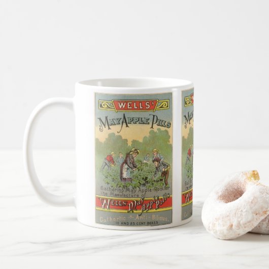 Vintages Etikett Art, Wells Mai Appillen Kaffeetasse (Mit Donut)