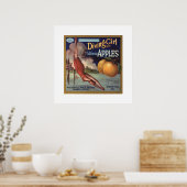 Vintages Etikett für Äpfel Poster (Küche)