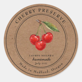 Vintages Etikett für Papierkorb "Cherry Preserve J Runder Aufkleber