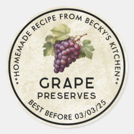 Vintages Etikett für Rottraubenkonserven Runder Aufkleber