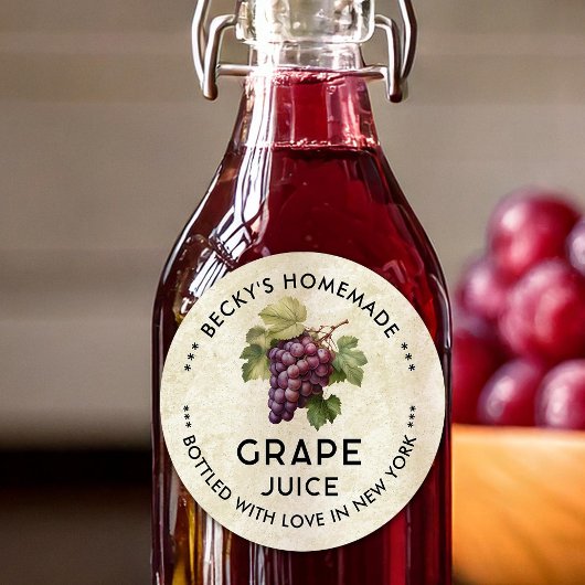 Vintages Etikett für Rottraubensaft Runder Aufkleber