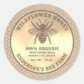 Vintages Etikett für rustikale Kraft-Goldklee Runder Aufkleber (Vorderseite)