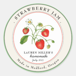 Vintages Etikett für Strawberry Jam Jar Canning Runder Aufkleber