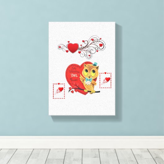 Vintages Eule Leinwanddruck (Insitu (Holzboden))