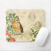 Vintages Eule mit Blumenmousepad mit schönen Rosen Mousepad (Mit Mouse)