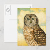 Vintages Eule mit Wolken Postkarte (Vorne/Hinten)