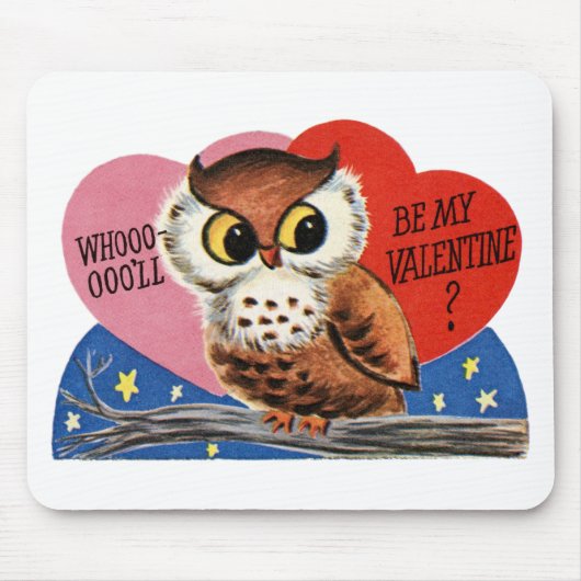 Vintages Eule Valentine Mousepad (Vorne)