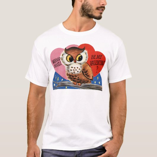 Vintages Eule Valentine T-Shirt (Vorderseite)