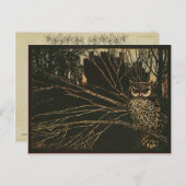 Vintages Eulen im Wald Postkarte (Vorne/Hinten)