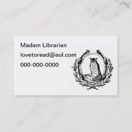 Vintages Eulen-und Buch-Buchzeichen Visitenkarte