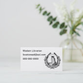 Vintages Eulen-und Buch-Buchzeichen Visitenkarte (Stehend Vorderseite)