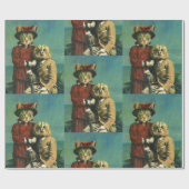 Vintages Eulen-und Pussy-Katzen-Verpackungs-Papier Geschenkpapier (Flach)