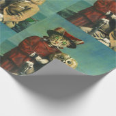 Vintages Eulen-und Pussy-Katzen-Verpackungs-Papier Geschenkpapier (Ecke)