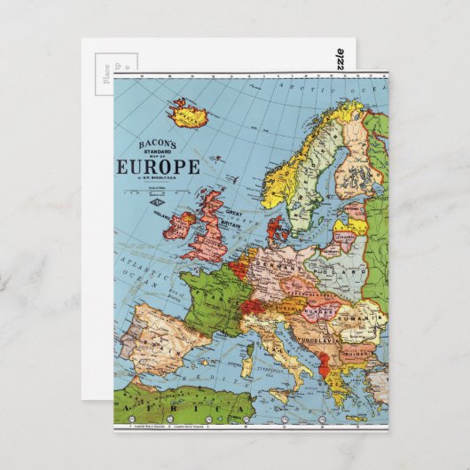 Vintages Europa 20. Jahrhundert - Allgemeine Karte (Vorne/Hinten)