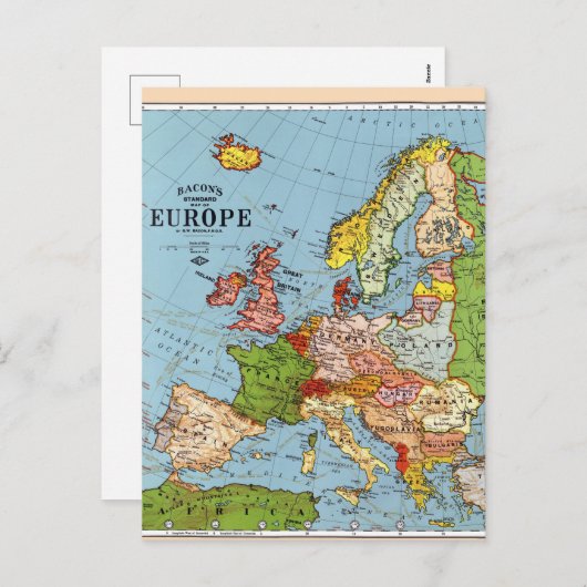 Vintages Europa 20. Jahrhundert - Allgemeine Karte (Vorne/Hinten)