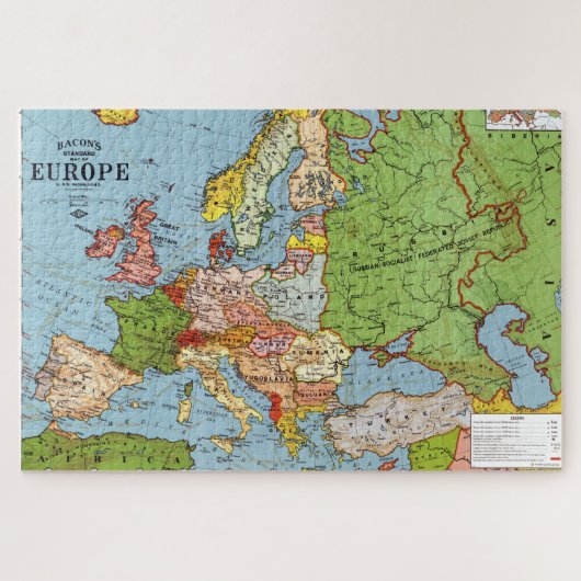 Vintages Europa 20. Jahrhundert Allgemeine Karte Puzzle (Horizontal)