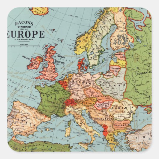 Vintages Europa 20. Jahrhundert Bacons Standardkar Quadratischer Aufkleber (Vorderseite)