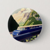 Vintages Europa Bahnreisen Button (Vorderseite)